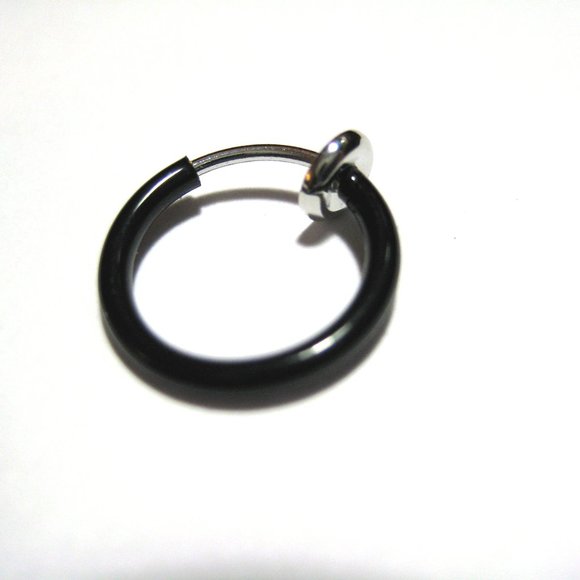 Fake Cheater Piercing 3 Pcs No Pain Ear Nose 18k Gold, Silver, Blk Niobium Plate - Picture 4 of 6